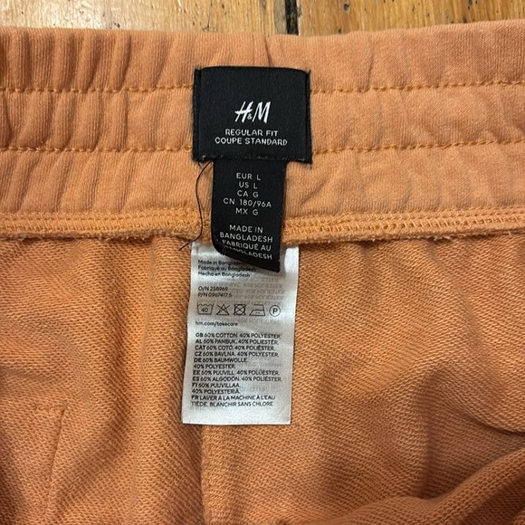 H&M Sweat Shorts Mens Large High Rise Creamsicle Orange Pockets - Picture 2 of 4